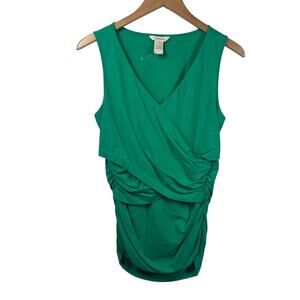 Sundance Top Women M Kelly Green Tank Ruched Cotton Blend Spring Summer Y2K